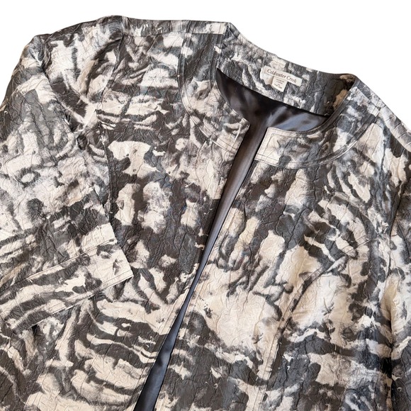Coldwater Creek Jackets & Blazers - Coldwater Creek Crushed Satin Open Front‎ Blazer Boxy Jacket Textured Lined 1X